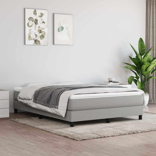 Box Spring Bed Frame Light Grey Double Fabric