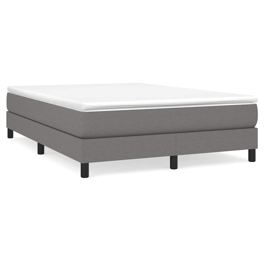Box Spring Bed Frame Dark Grey Double Fabric