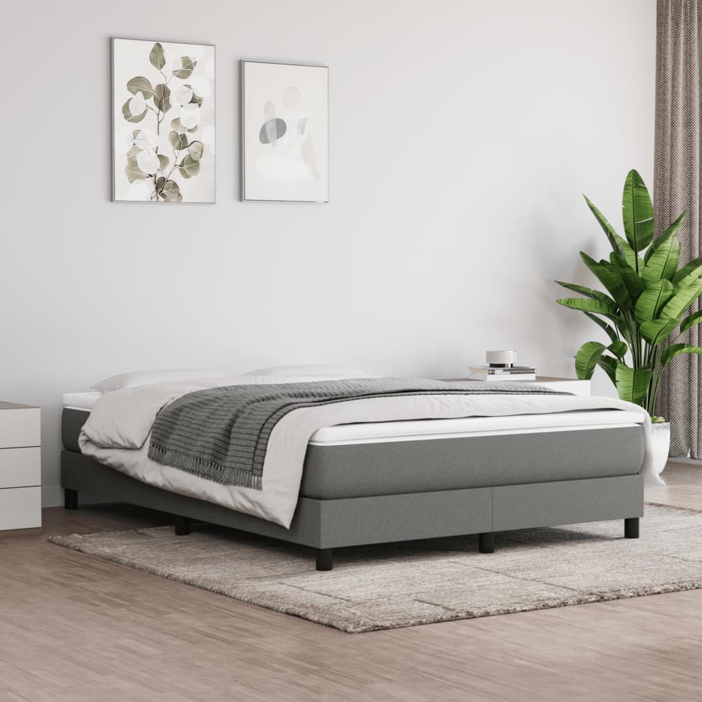 Box Spring Bed Frame Dark Grey Double Fabric (UK/IE/FI/NO only)
