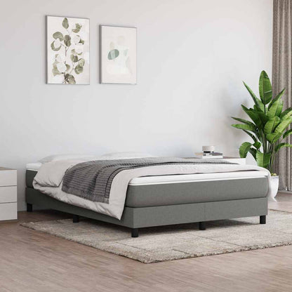 Box Spring Bed Frame Dark Grey Double Fabric