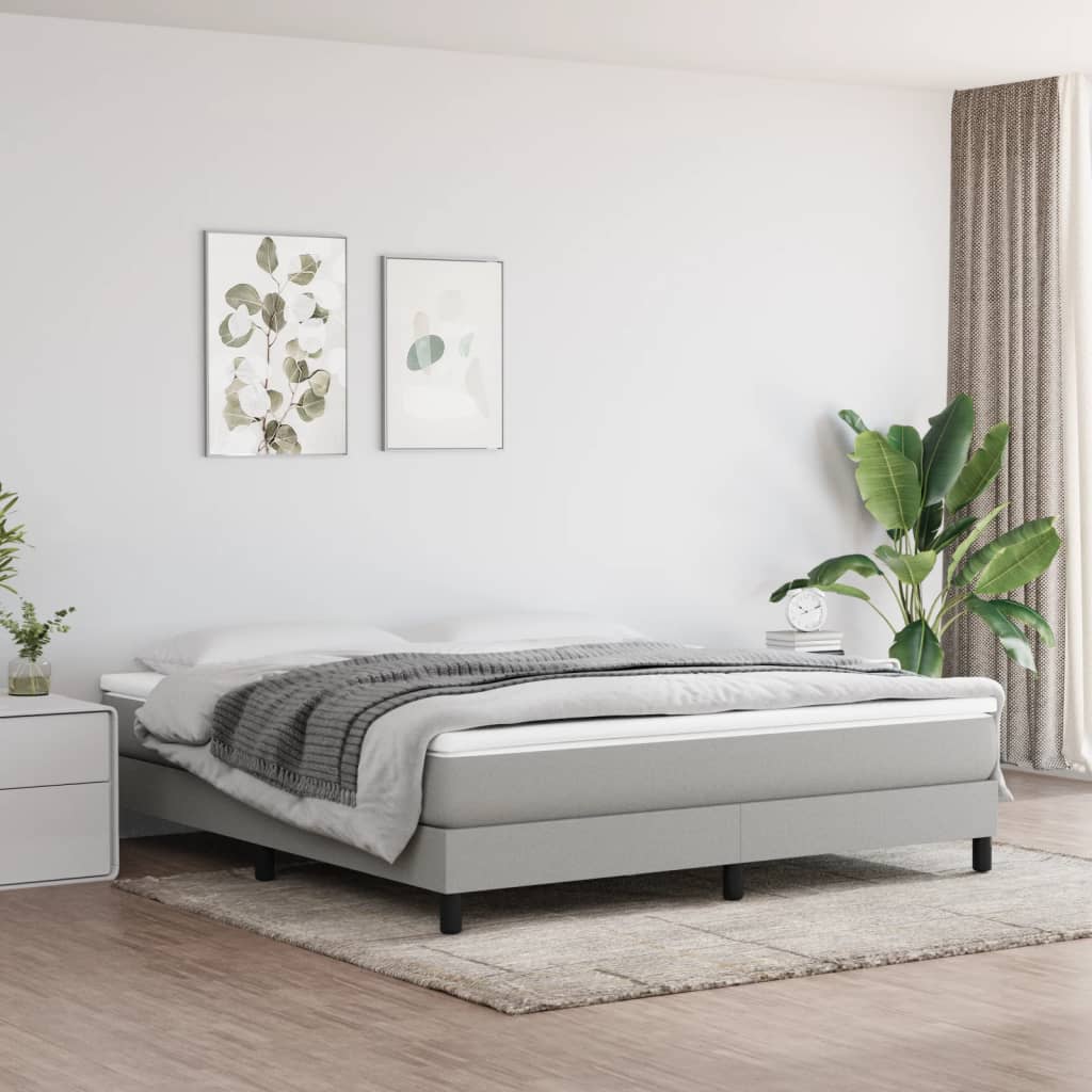 Box Spring Bed Frame Light Grey Super King Fabric (UK/IE/FI/NO only)