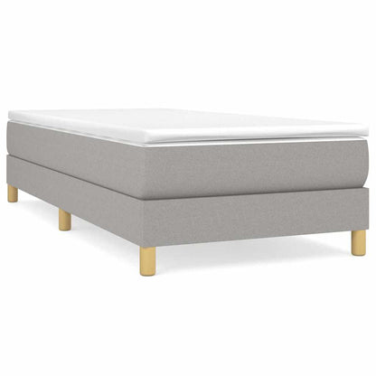 Box Spring Bed Frame Light Grey Single Fabric
