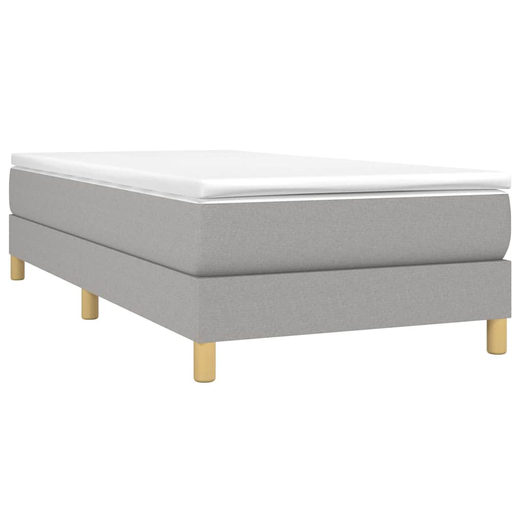 Box Spring Bed Frame Light Grey Single Fabric