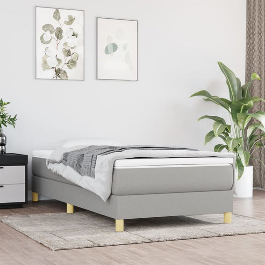Box Spring Bed Frame Light Grey Single Fabric (UK/IE/FI/NO only)
