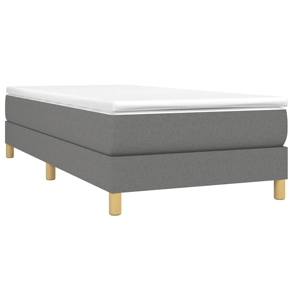 Box Spring Bed Frame Dark Grey Single Fabric