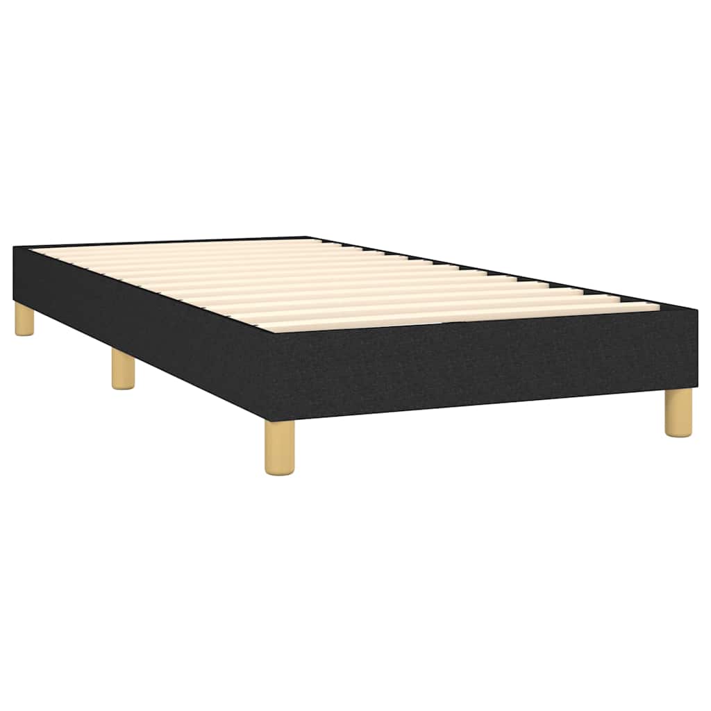 Box Spring Bed Frame Black Single Fabric