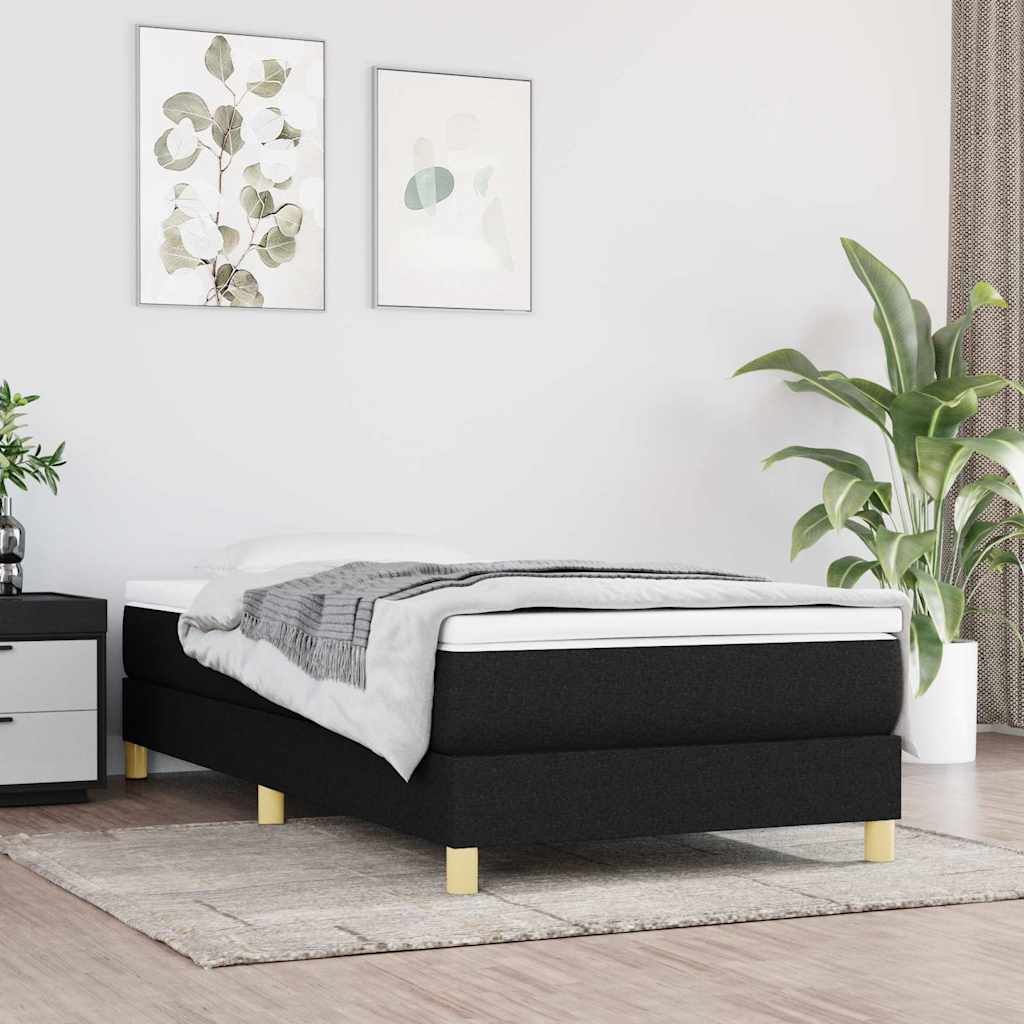 Box Spring Bed Frame Black Single Fabric