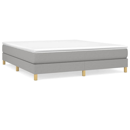Box Spring Bed Frame Light Grey Super King Fabric