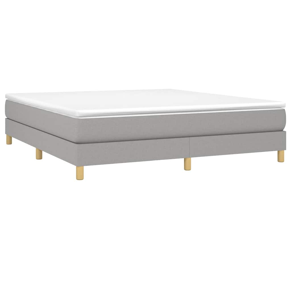 Box Spring Bed Frame Light Grey Super King Fabric