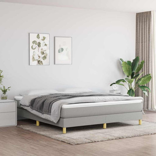 Box Spring Bed Frame Light Grey Super King Fabric
