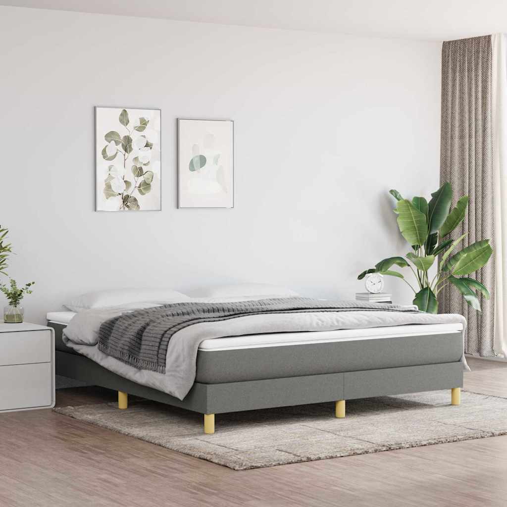 Box Spring Bed Frame Dark Grey Super King Fabric