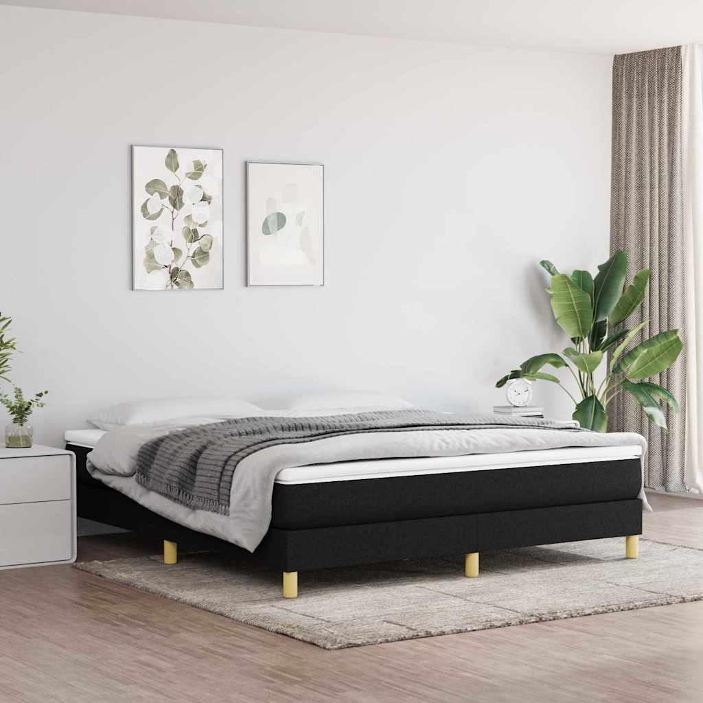 Box Spring Bed Frame Black Super King Fabric
