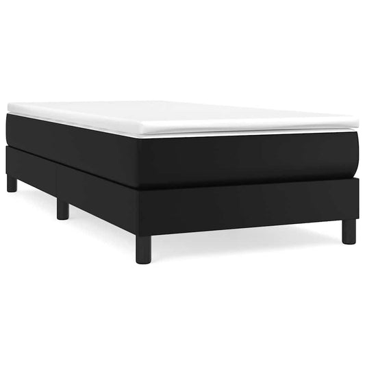 Box Spring Bed Frame Black Single Faux Leather