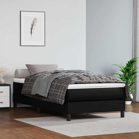 Box Spring Bed Frame Black Single Faux Leather