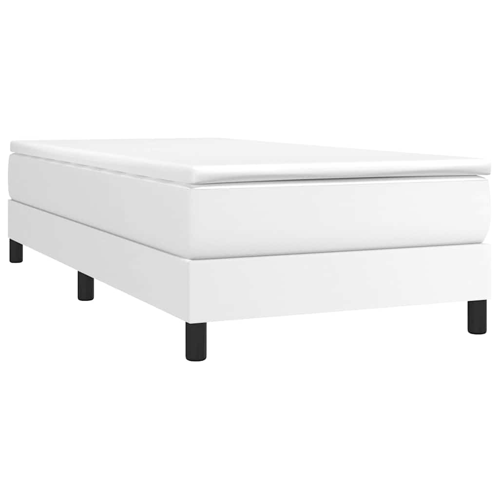 Box Spring Bed Frame White Single Faux Leather