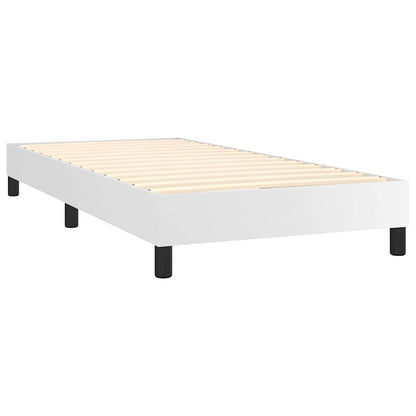Box Spring Bed Frame White Single Faux Leather