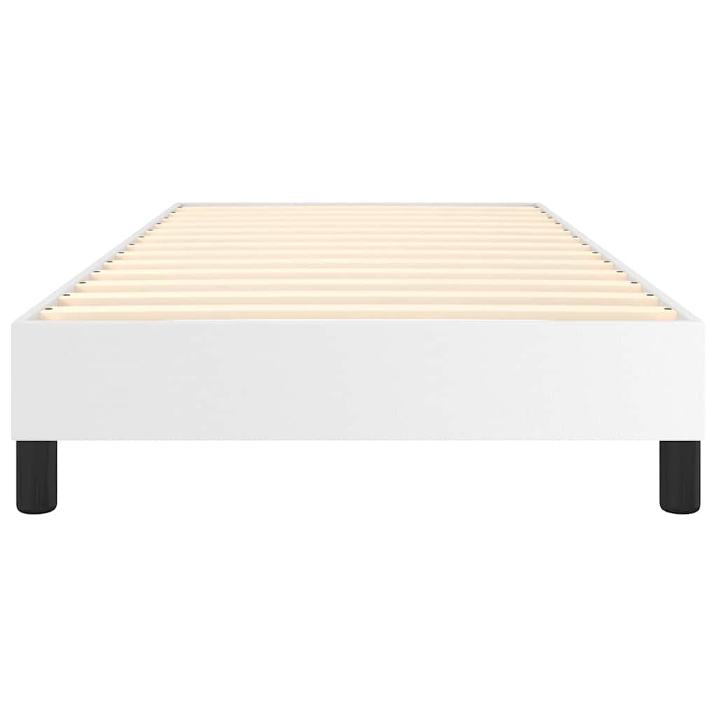 Box Spring Bed Frame White Single Faux Leather
