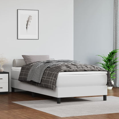 Box Spring Bed Frame White Single Faux Leather (UK/IE/FI/NO only)