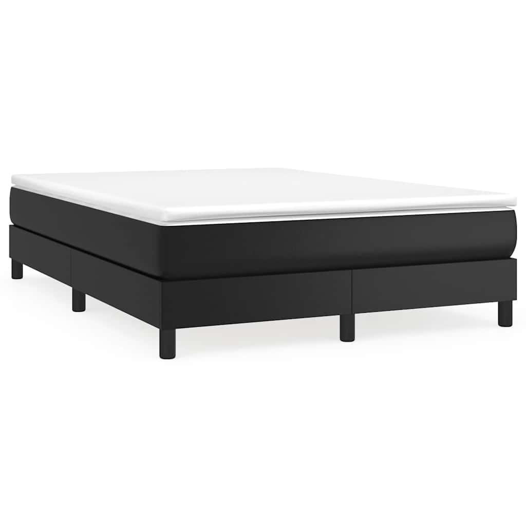 Box Spring Bed Frame Black Double Faux Leather
