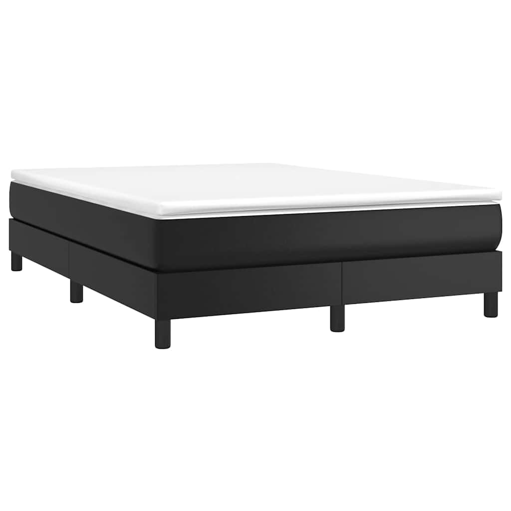 Box Spring Bed Frame Black Double Faux Leather