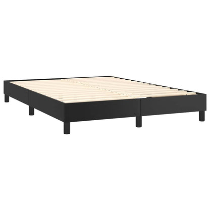 Box Spring Bed Frame Black Double Faux Leather
