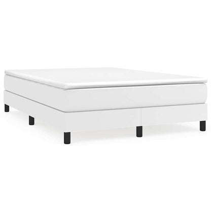 Box Spring Bed Frame White Double Faux Leather