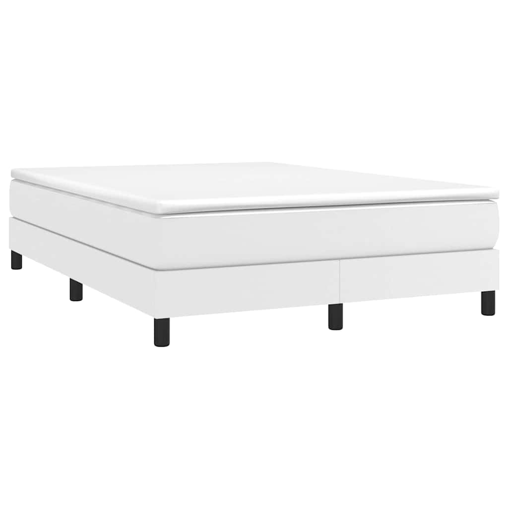 Box Spring Bed Frame White Double Faux Leather