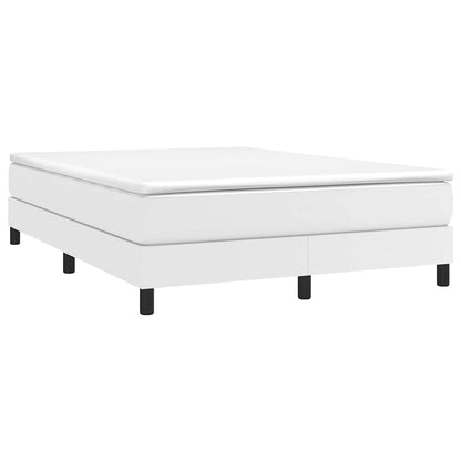 Box Spring Bed Frame White Double Faux Leather