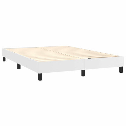 Box Spring Bed Frame White Double Faux Leather