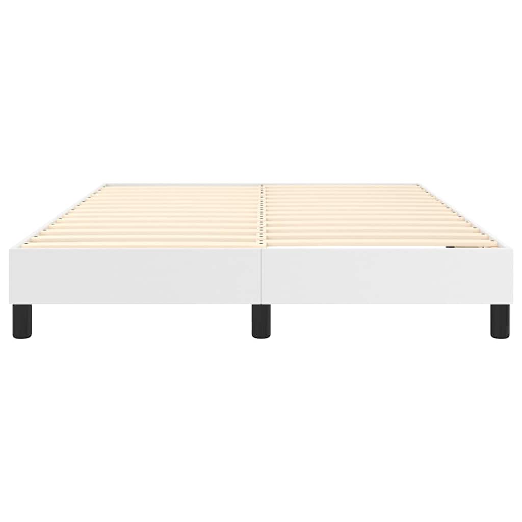 Box Spring Bed Frame White Double Faux Leather