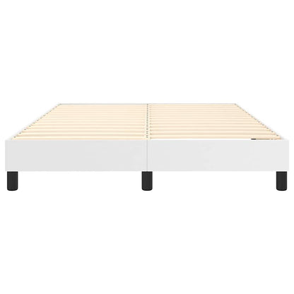 Box Spring Bed Frame White Double Faux Leather
