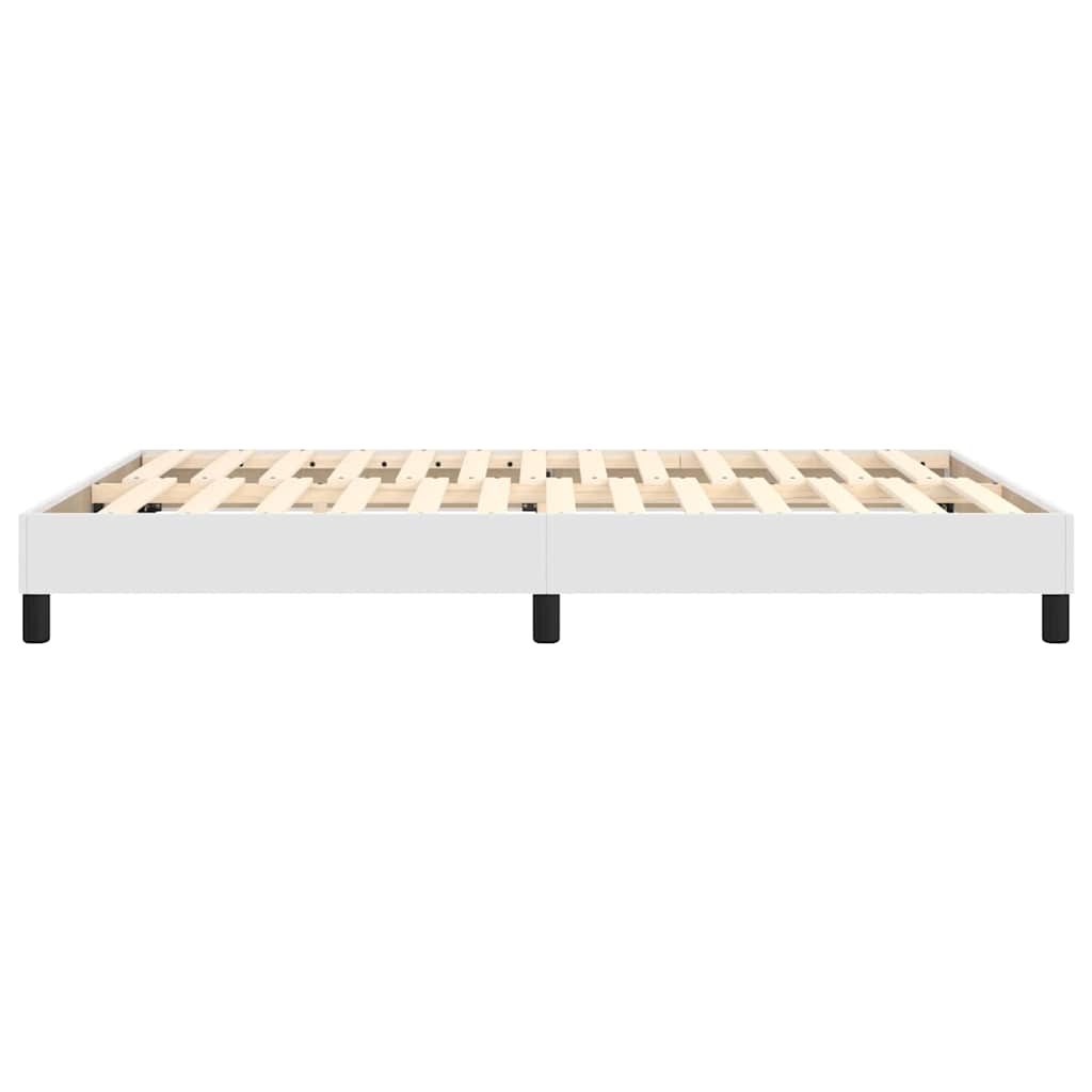 Box Spring Bed Frame White Double Faux Leather
