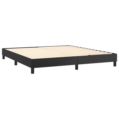 Box Spring Bed Frame Black Super King Faux Leather (UK/IE/FI/NO only)