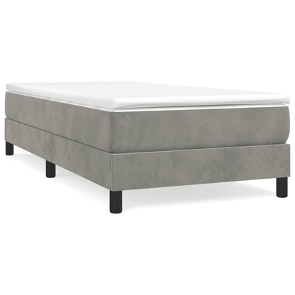 Box Spring Bed Frame Light Grey Single Velvet (UK/IE/FI/NO only)