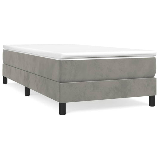 Box Spring Bed Frame Light Grey Single Velvet (UK/IE/FI/NO only)