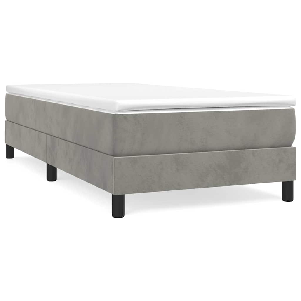 Box Spring Bed Frame Light Grey Single Velvet