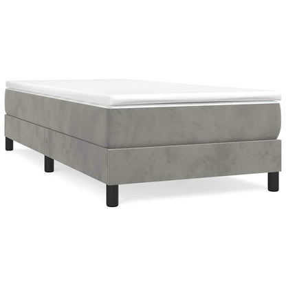 Box Spring Bed Frame Light Grey Single Velvet
