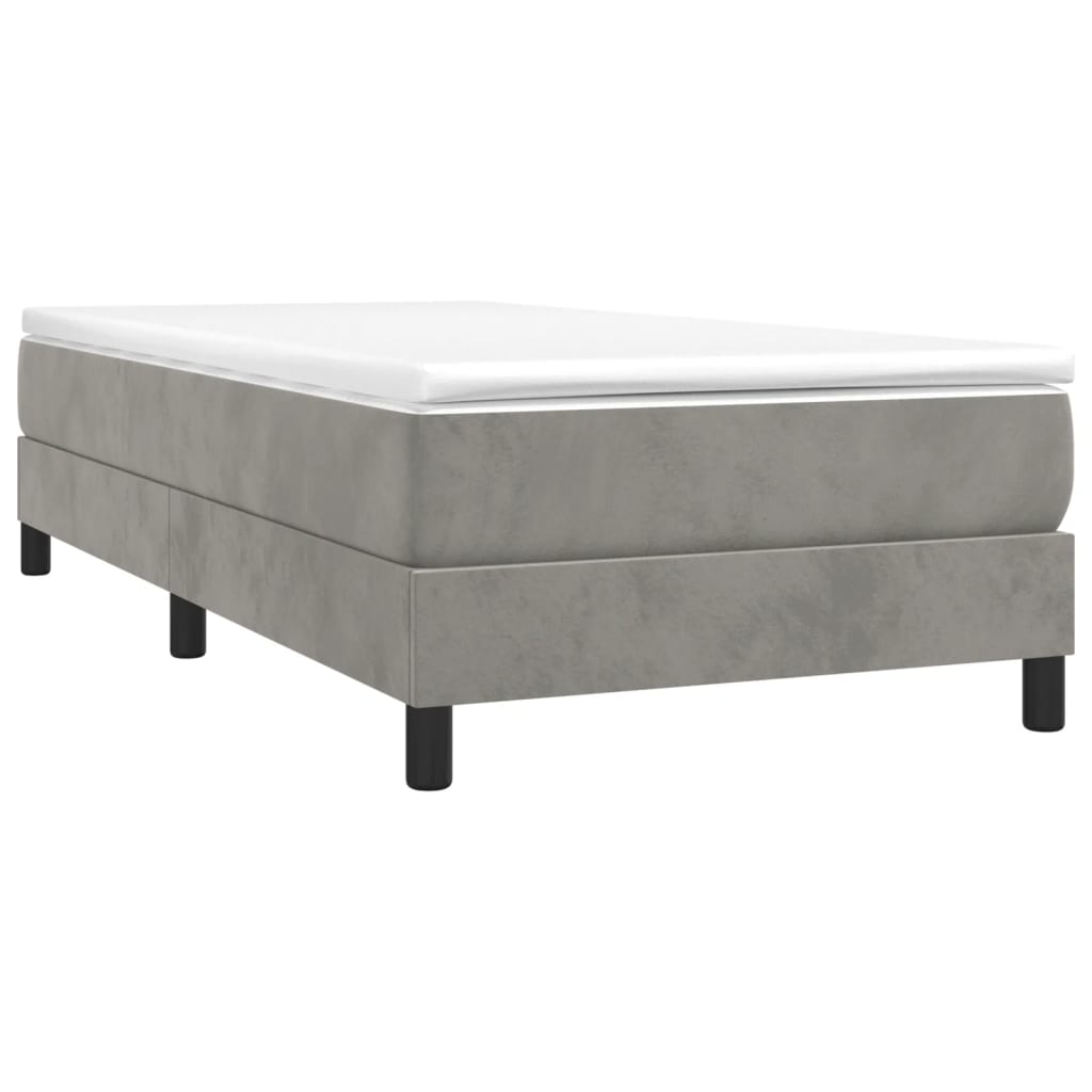 Box Spring Bed Frame Light Grey Single Velvet (UK/IE/FI/NO only)