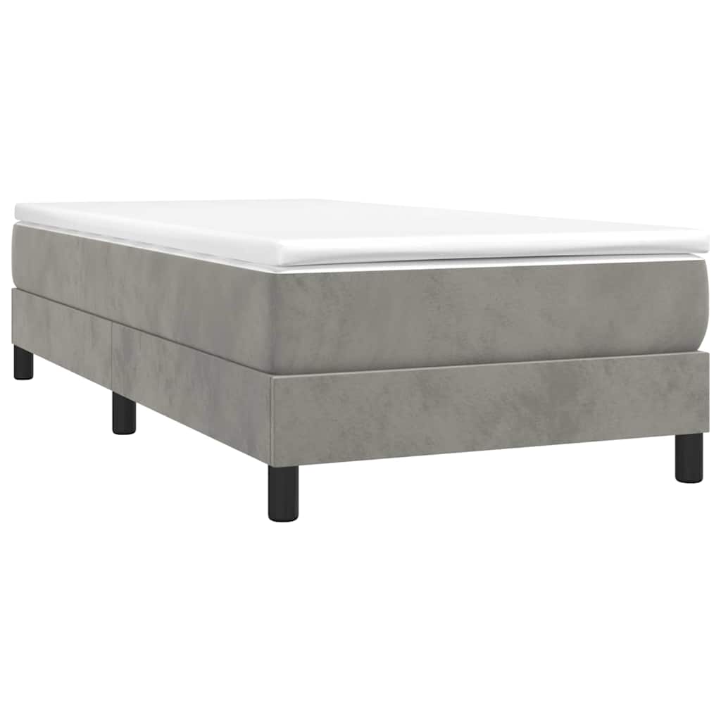 Box Spring Bed Frame Light Grey Single Velvet