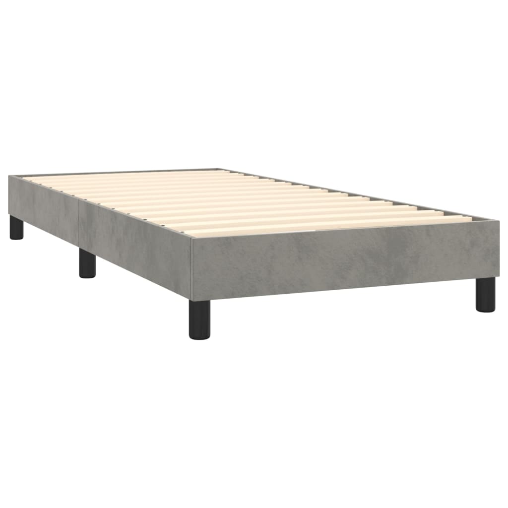 Box Spring Bed Frame Light Grey Single Velvet (UK/IE/FI/NO only)