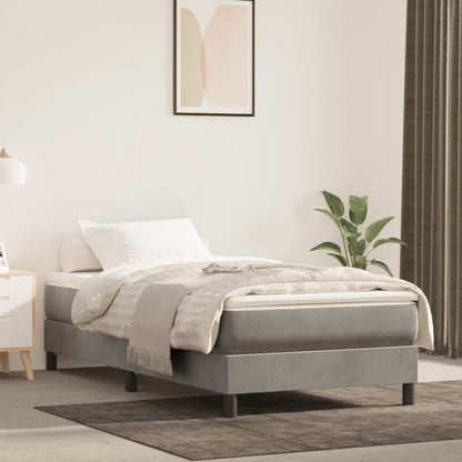 Box Spring Bed Frame Light Grey Single Velvet (UK/IE/FI/NO only)