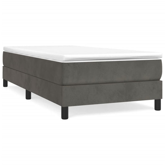 Box Spring Bed Frame Dark Grey Single Velvet (UK/IE/FI/NO only)