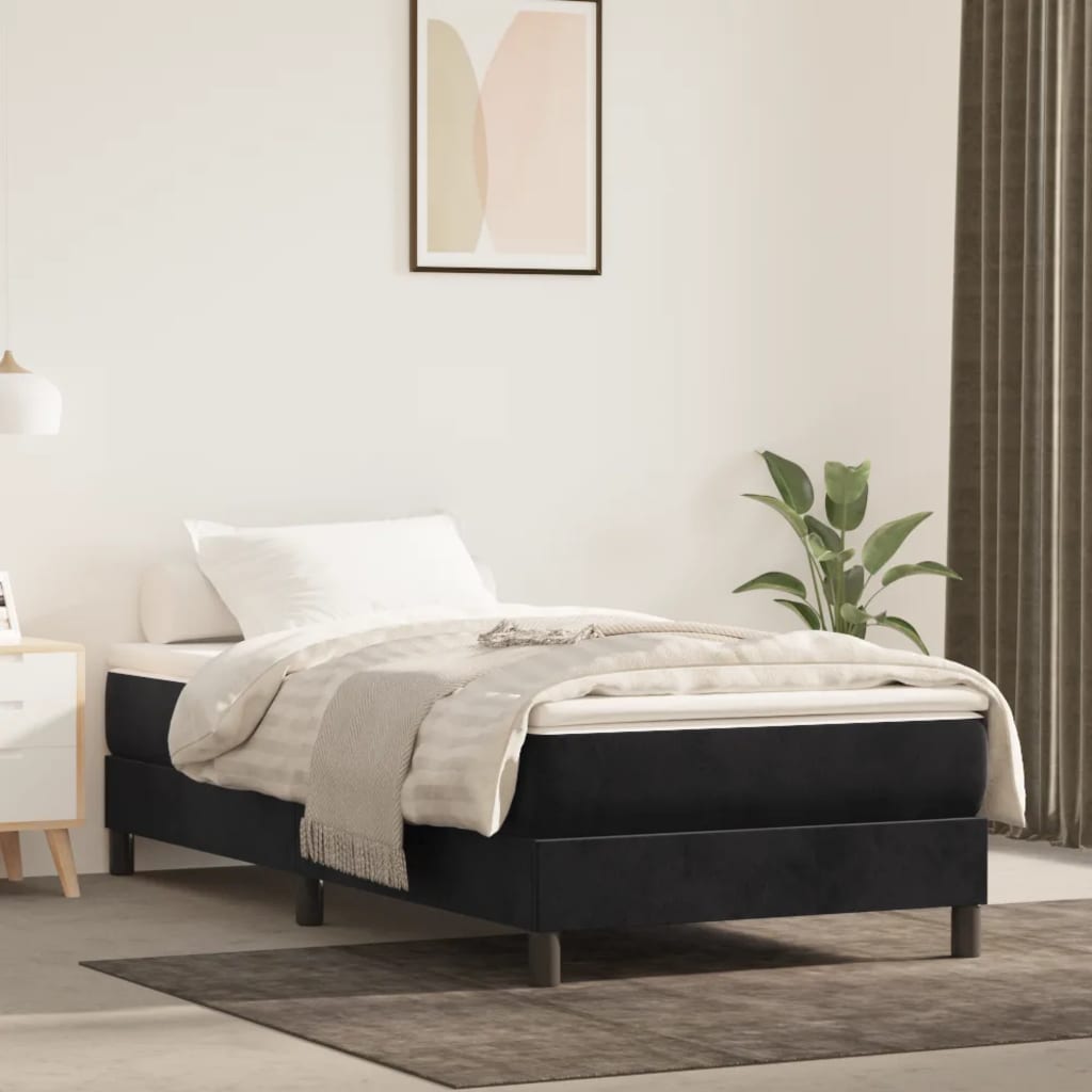 Box Spring Bed Frame Black Single Velvet (UK/IE/FI/NO only)