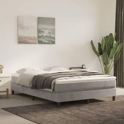 Box Spring Bed Frame Light Grey Double Velvet (UK/IE/FI/NO only)