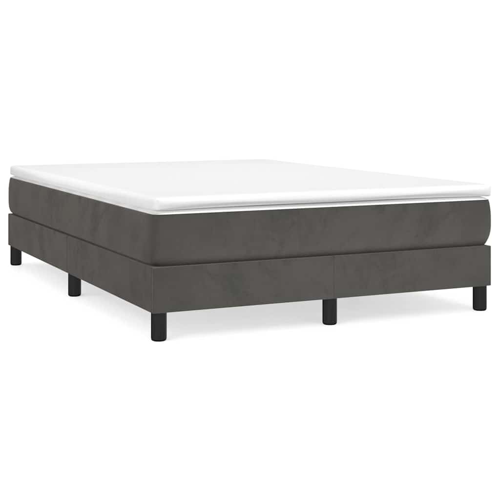 Box Spring Bed Frame Dark Grey Double Velvet