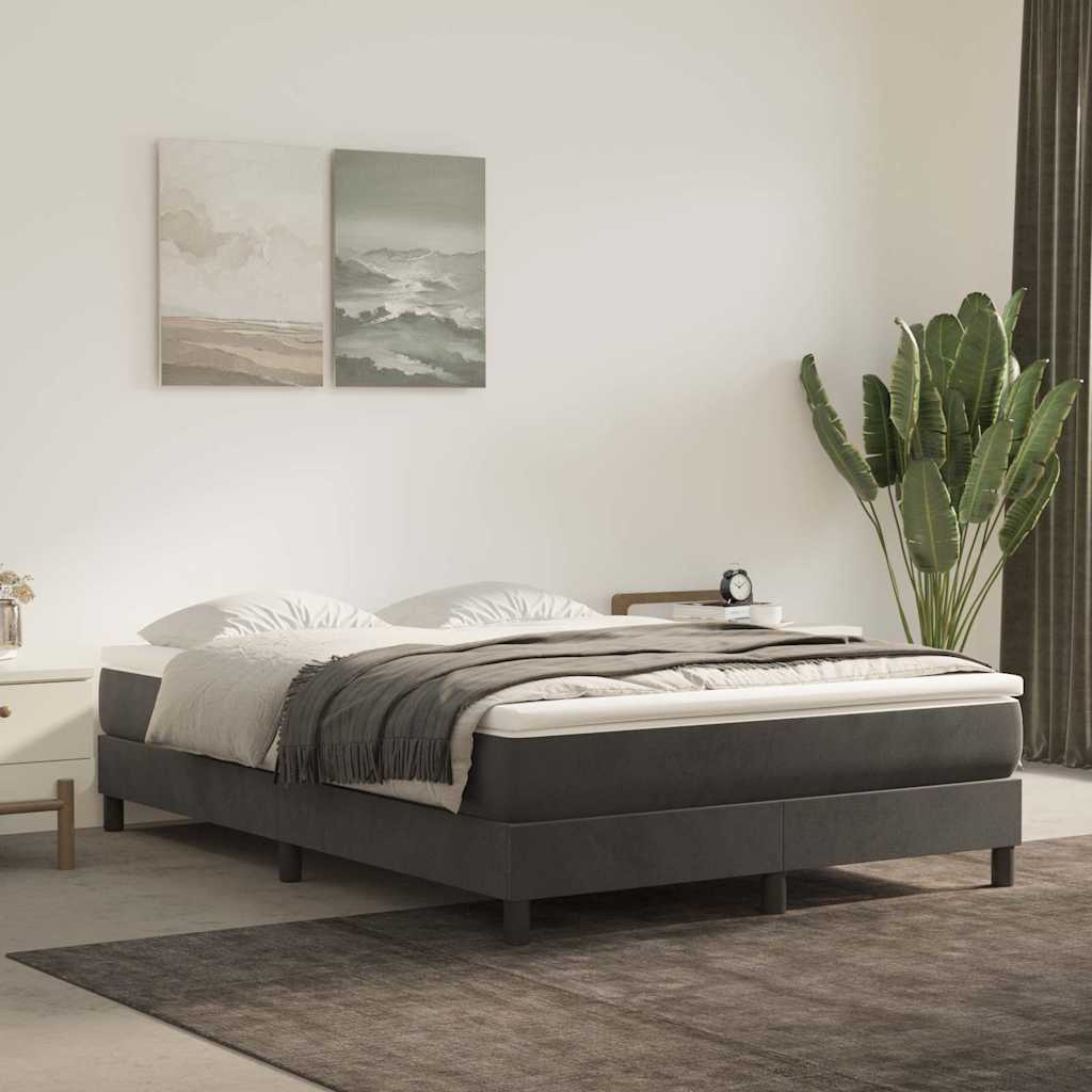 Box Spring Bed Frame Dark Grey Double Velvet