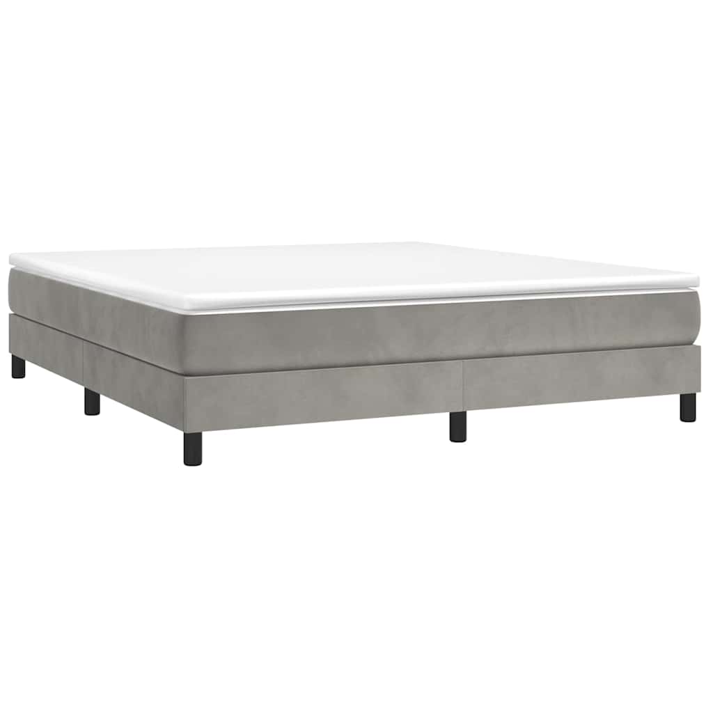 Box Spring Bed Frame Light Grey Super King Velvet