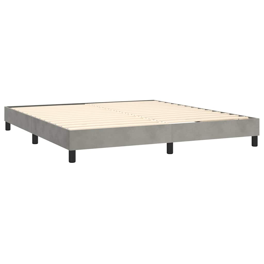 Box Spring Bed Frame Light Grey Super King Velvet