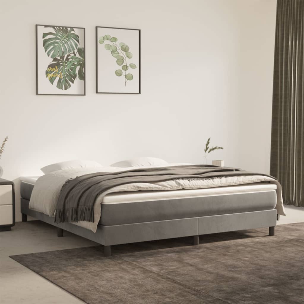 Box Spring Bed Frame Light Grey Super King Velvet (UK/IE/FI/NO only)