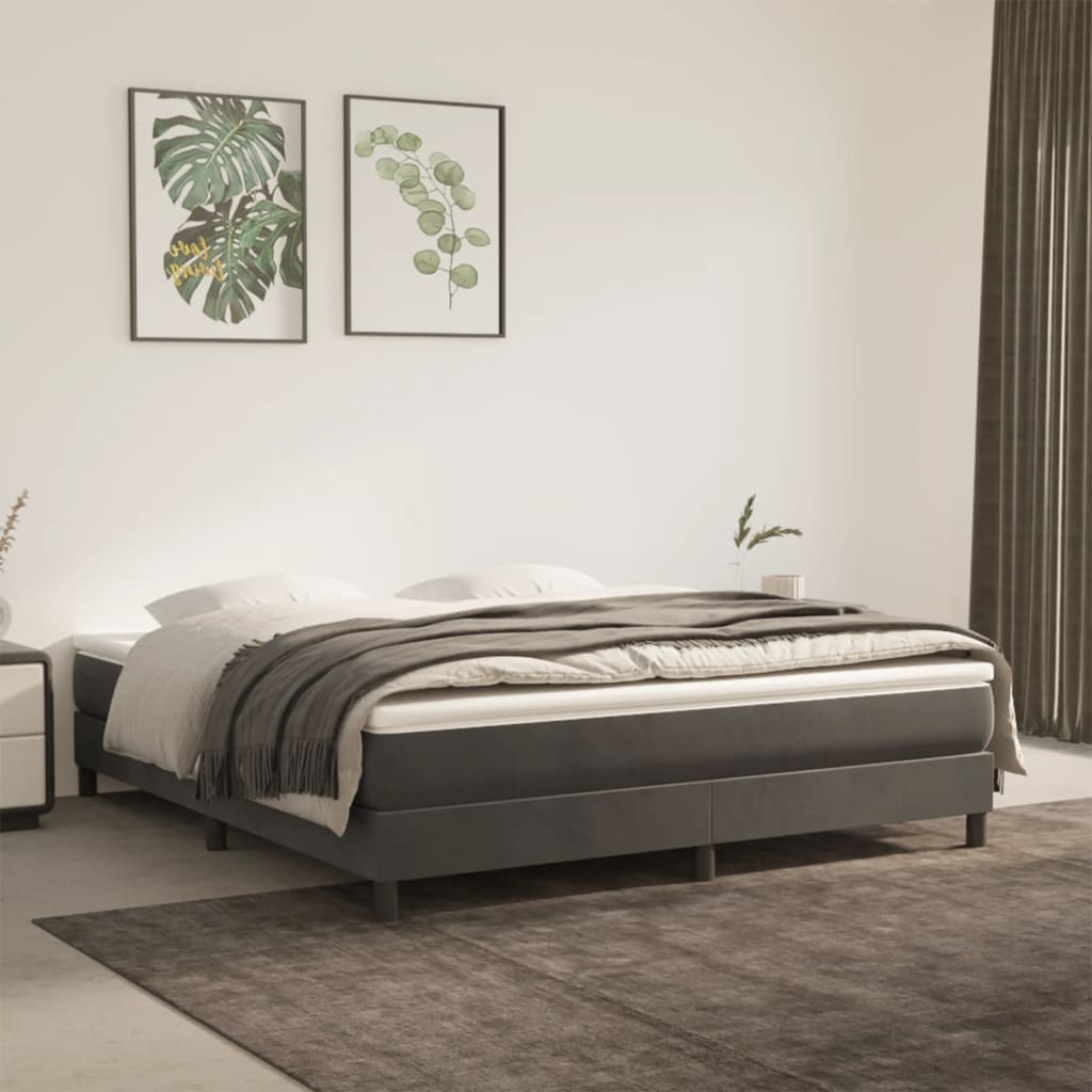 Box Spring Bed Frame Dark Grey Super King Velvet (UK/IE/FI/NO only)